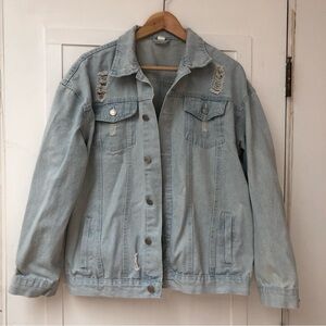 Star Jean distressed women’s light blue denim jean jacket size L/XL